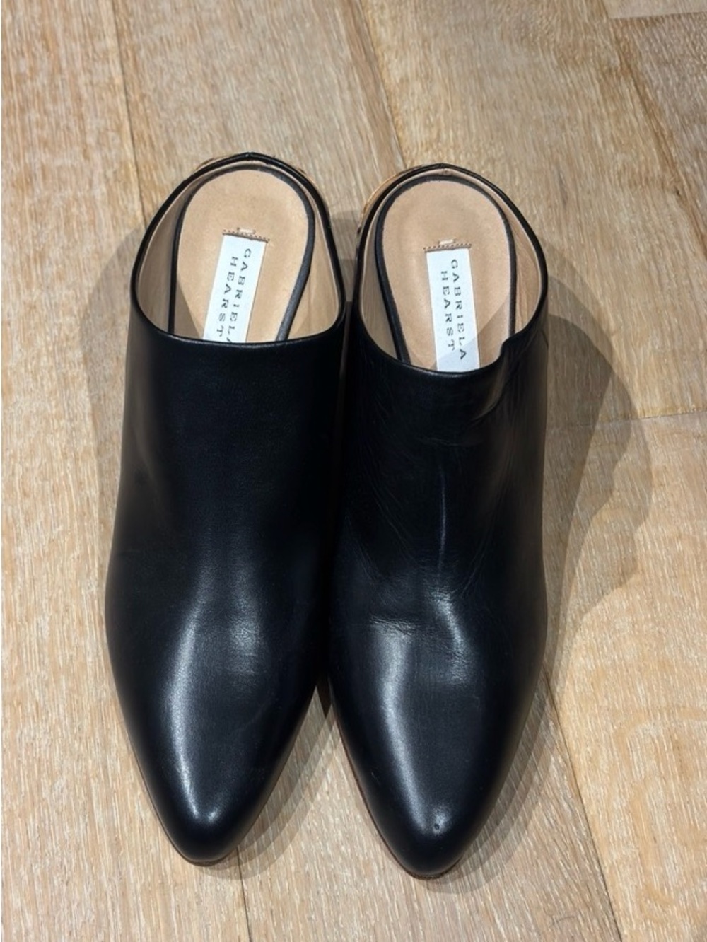 Gabriela Hearst Black Leather Pointed Slip-On Mules
